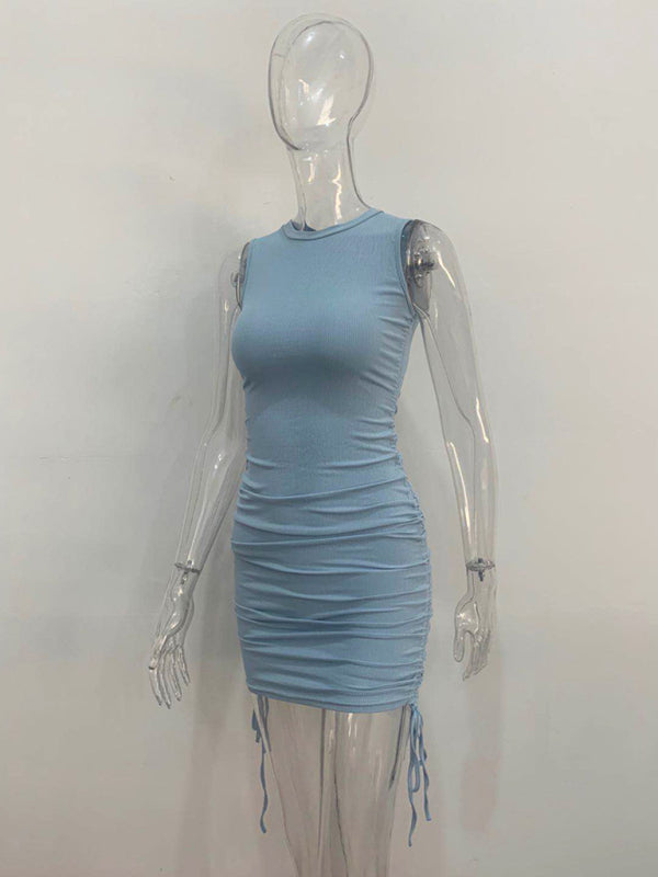 Slim Fit Cotton Vest Dress – Hip-Hugging Knit Style for Spring & Summer
