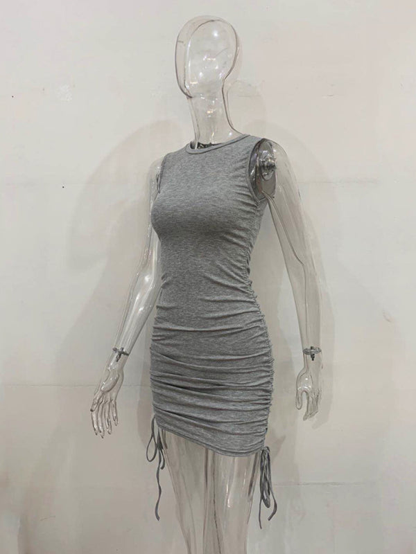 Slim Fit Cotton Vest Dress – Hip-Hugging Knit Style for Spring & Summer