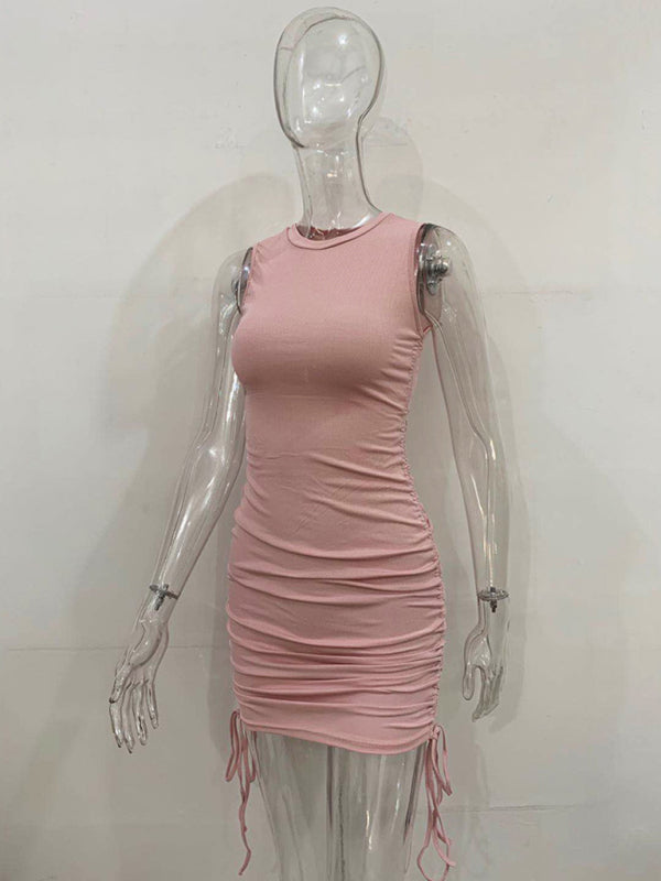 Slim Fit Cotton Vest Dress – Hip-Hugging Knit Style for Spring & Summer