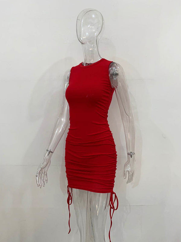 Slim Fit Cotton Vest Dress – Hip-Hugging Knit Style for Spring & Summer