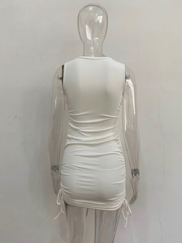 Slim Fit Cotton Vest Dress – Hip-Hugging Knit Style for Spring & Summer