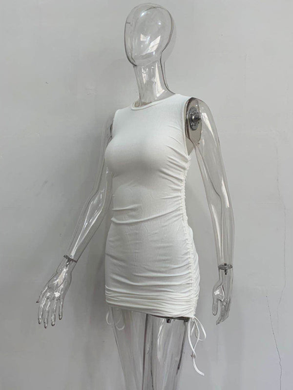 Slim Fit Cotton Vest Dress – Hip-Hugging Knit Style for Spring & Summer