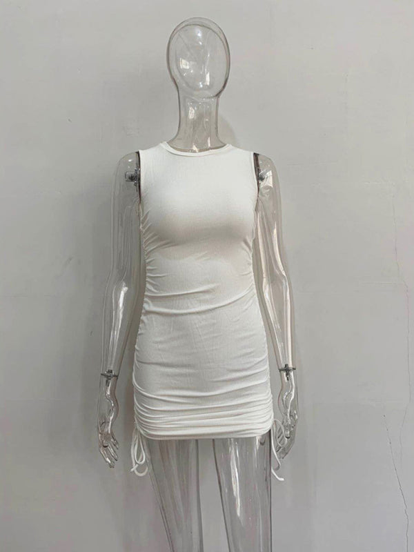 Slim Fit Cotton Vest Dress – Hip-Hugging Knit Style for Spring & Summer