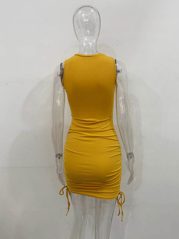 Slim Fit Cotton Vest Dress – Hip-Hugging Knit Style for Spring & Summer