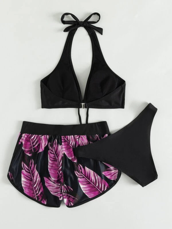 Multicolor Printed Bikini 3-Piece Set – Sexy Cover-Up & Leisure Fit