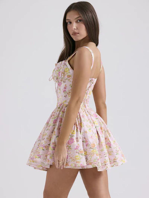 Floral Print Spaghetti Strap Summer Dress