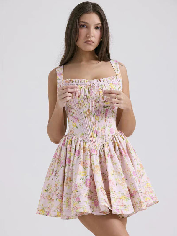Floral Print Spaghetti Strap Summer Dress
