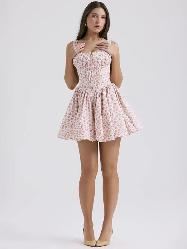 Floral Print Spaghetti Strap Summer Dress
