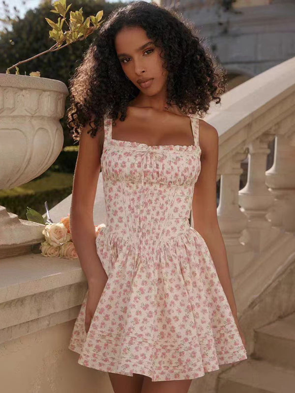 Floral Print Spaghetti Strap Summer Dress