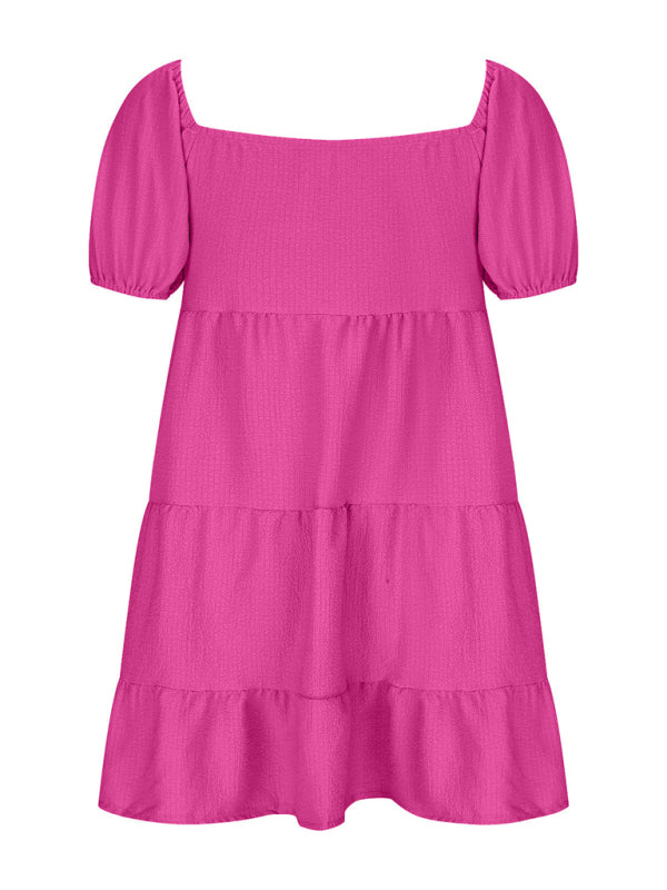 Strappy V-Neck Short Sleeve Summer Dress – Lightweight & Stylish Fit