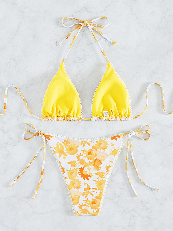 Printed String Bikini – Sexy Full-Print Two-Piece with Moderate Stretch