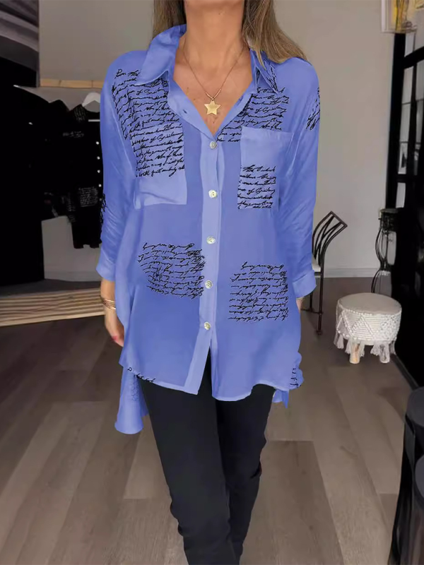 Women's Letter Print Long Sleeve Shirt