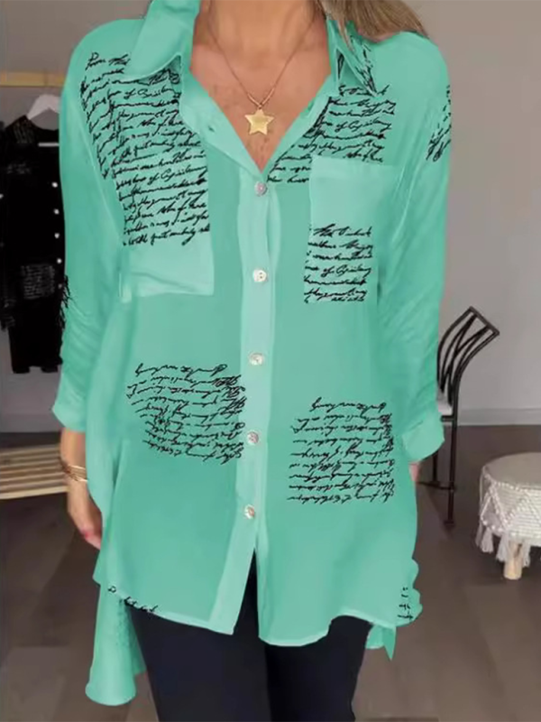 Women's Letter Print Long Sleeve Shirt