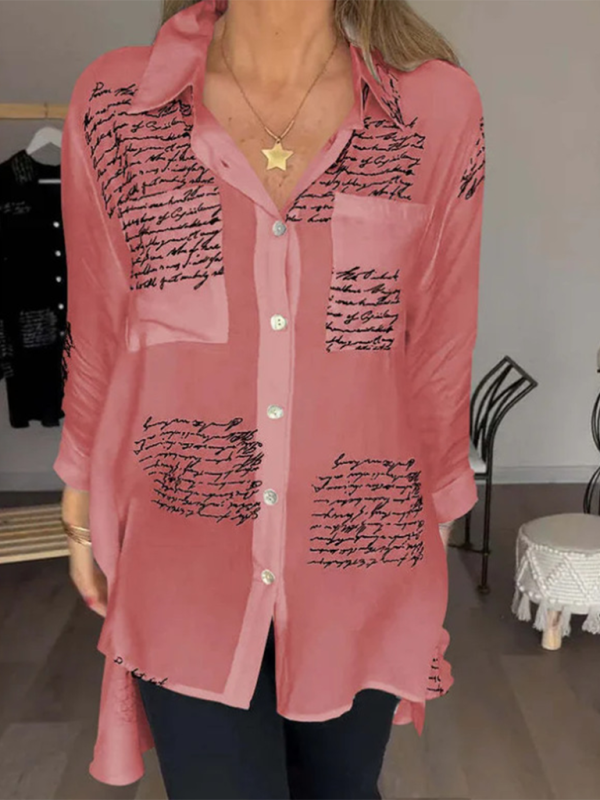 Women's Letter Print Long Sleeve Shirt