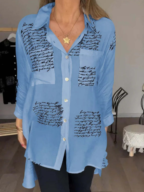 Women's Letter Print Long Sleeve Shirt