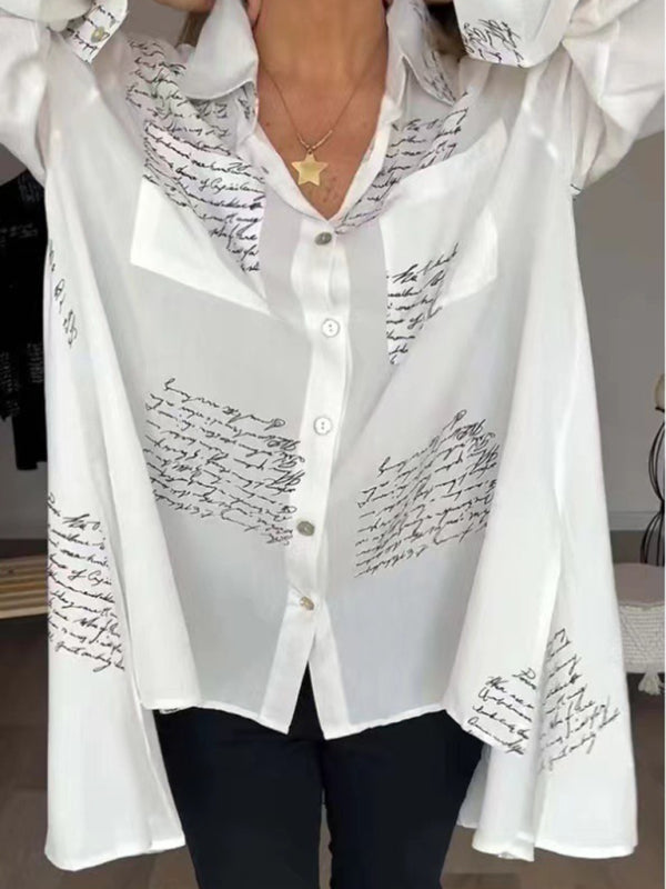 Women's Letter Print Long Sleeve Shirt