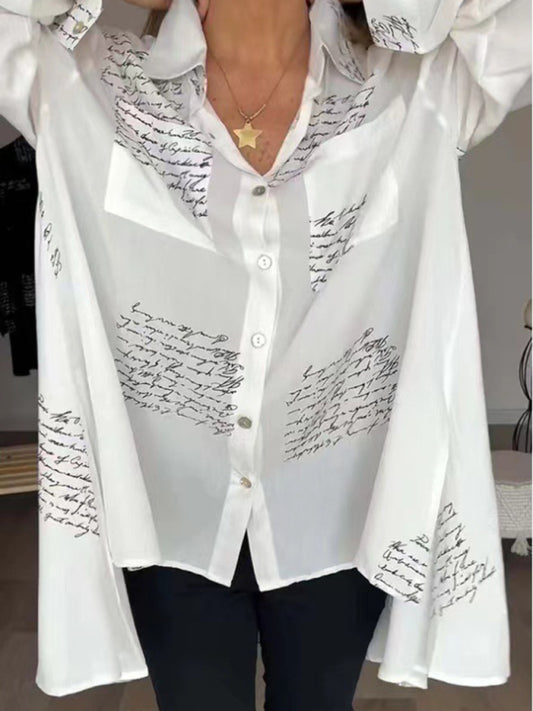 Women's Letter Print Long Sleeve Shirt
