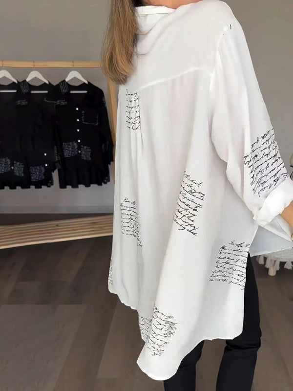 Women's Letter Print Long Sleeve Shirt