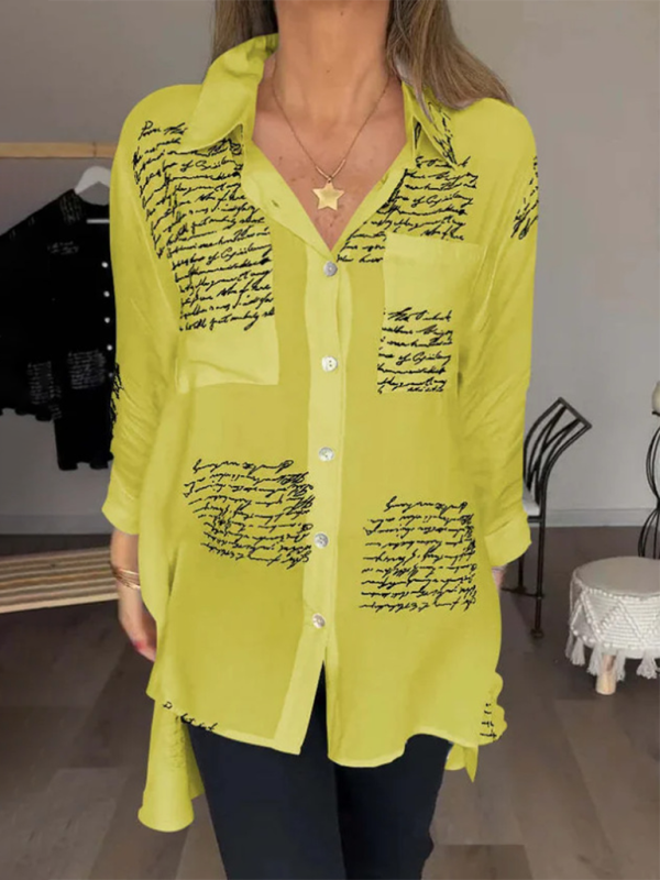 Women's Letter Print Long Sleeve Shirt