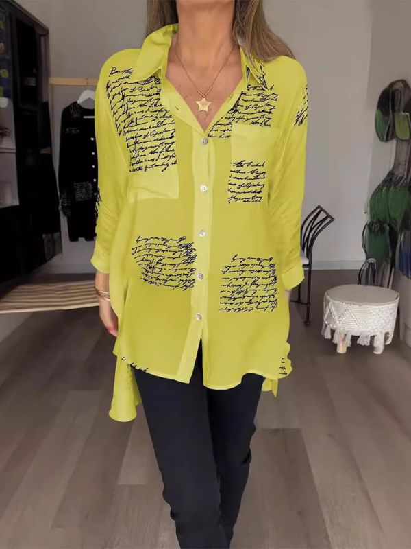 Women's Letter Print Long Sleeve Shirt