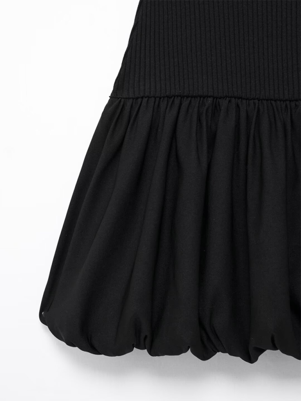 Sleeveless Ribbed Knit Balloon Fit Dress – Lightweight Casual Summer Look