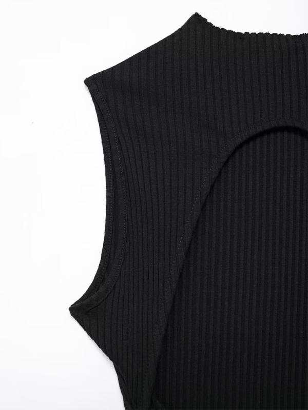 Sleeveless Ribbed Knit Balloon Fit Dress – Lightweight Casual Summer Look