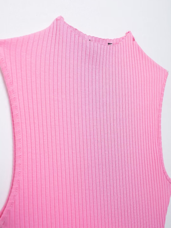 Sleeveless Ribbed Knit Balloon Fit Dress – Lightweight Casual Summer Look