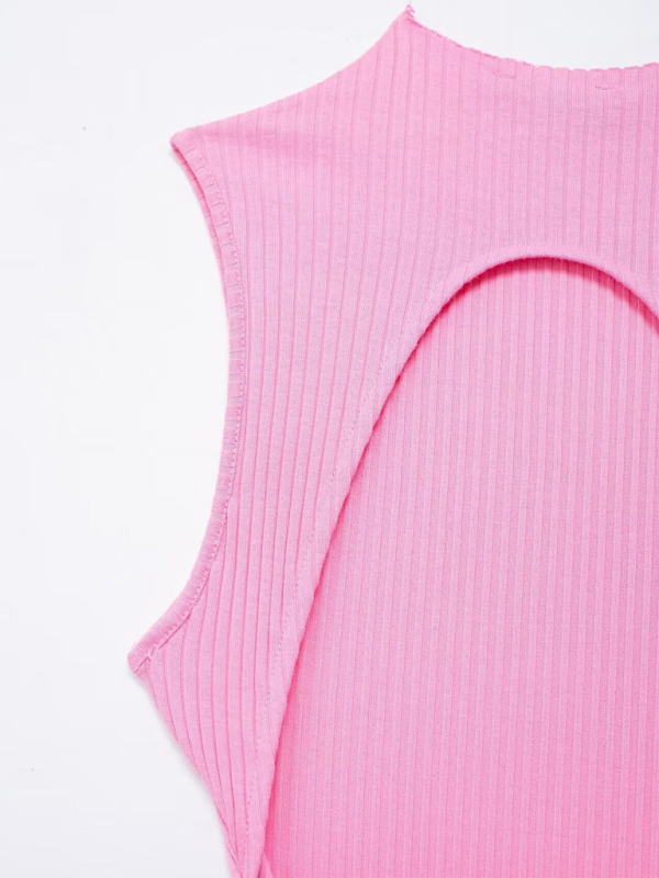Sleeveless Ribbed Knit Balloon Fit Dress – Lightweight Casual Summer Look