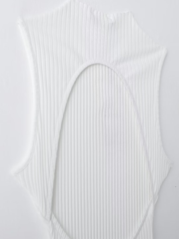 Sleeveless Ribbed Knit Balloon Fit Dress – Lightweight Casual Summer Look