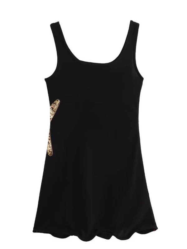 Sequin Embroidered Casual Mini Tank Dress – Sleeveless Fit for Summer Days
