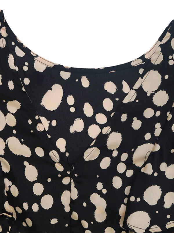 Polka Dot Ruffled Short Sleeve Dress – Round Neck, Spring Style