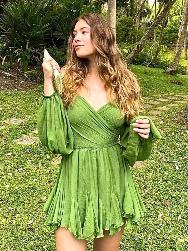 Off-shoulder V-neck Midi Dress - Curve-enhancing Fit In Bold Summer Colors