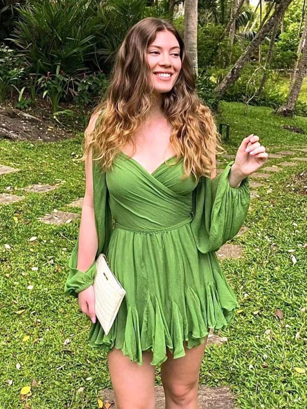 Off-shoulder V-neck Midi Dress - Curve-enhancing Fit In Bold Summer Colors