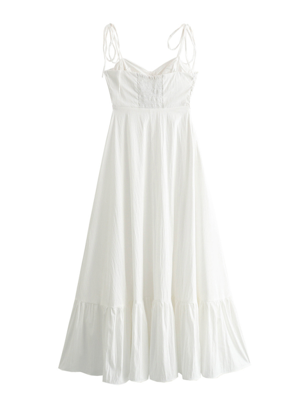 Layered Poplin Sleeveless Suspender Dress – Romantic, Woven Spring-Summer Maxi