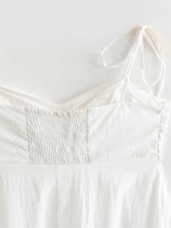 Layered Poplin Sleeveless Suspender Dress – Romantic, Woven Spring-Summer Maxi