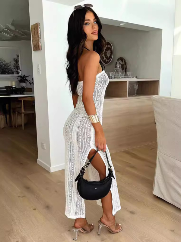 Sheer Lace Bodycon Wrap Dress – Strapless Spring-Summer Cover-Up