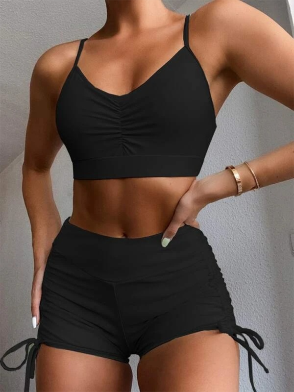 Solid Color High-Waisted Bikini – Supportive Fit & Tummy Coverage