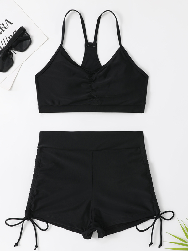 Solid Color High-Waisted Bikini – Supportive Fit & Tummy Coverage
