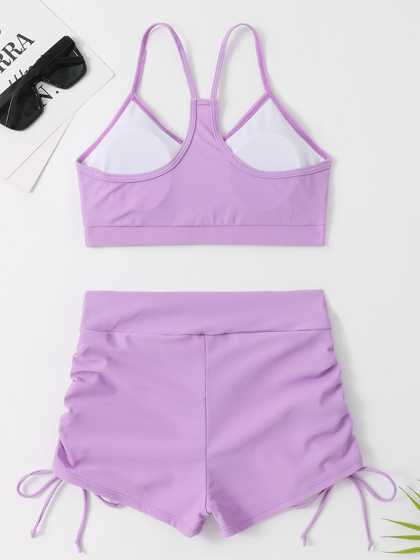 Solid Color High-Waisted Bikini – Supportive Fit & Tummy Coverage