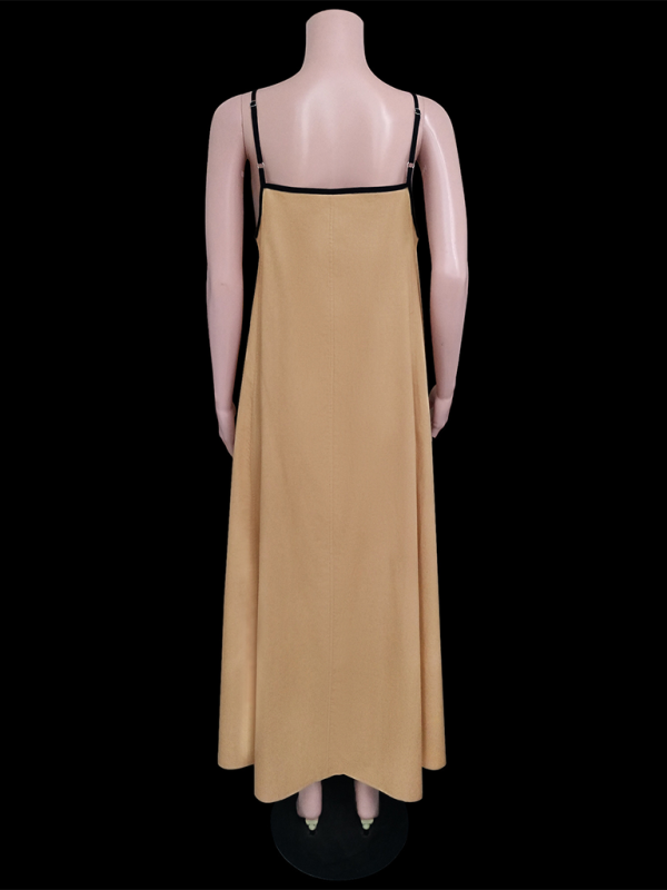 Women's Casual Cotton Linen Suspender Dress