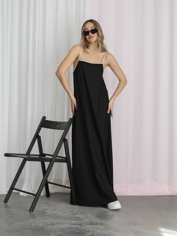 Women's Casual Cotton Linen Suspender Dress