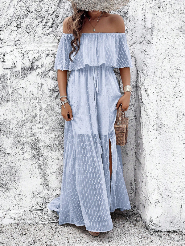 Elegant One-Shoulder Midi Dress – Graceful Woven Design for Summer Style