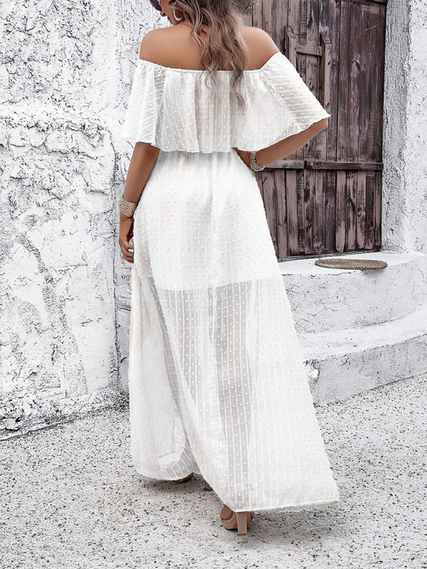 Elegant One-Shoulder Midi Dress – Graceful Woven Design for Summer Style