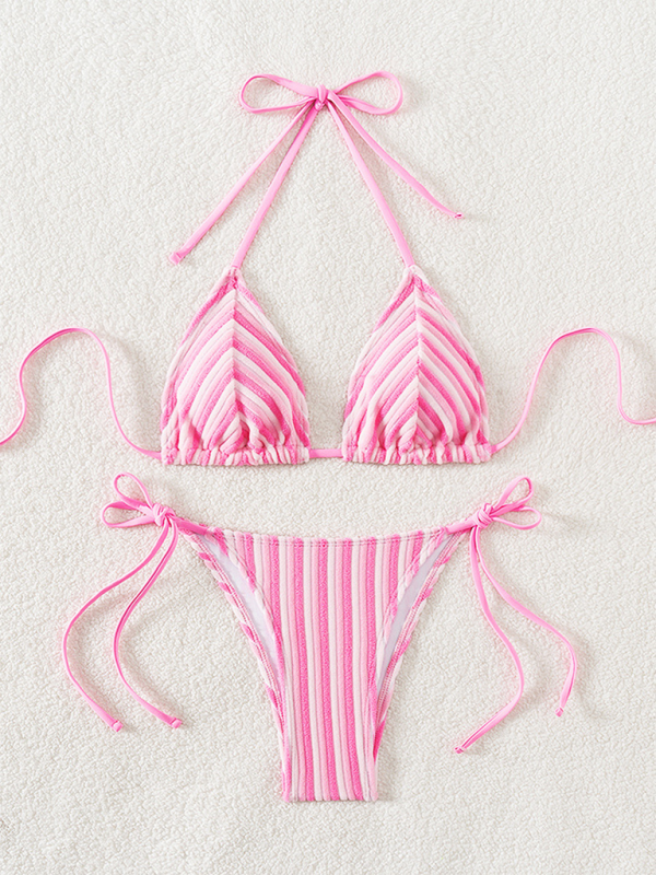Halter Neck Bikini Set – Sexy Knit Swimsuit for Summer Beach Vacations