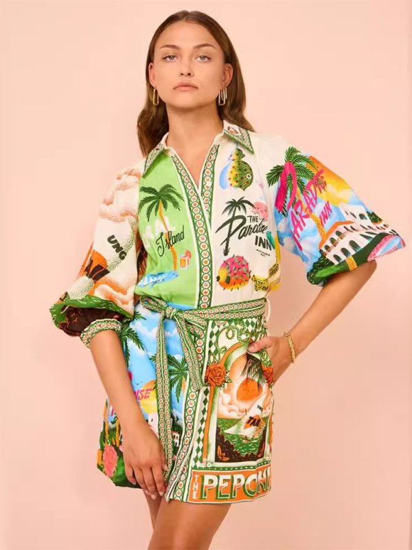 Printed Cardigan Shirt & Dress Set – Lightweight, Flowy & Perfect for Vacation