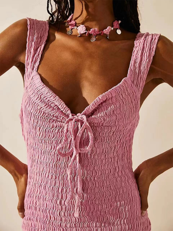 Solid Color Slit Waist Midi Dress – Sexy Spring-Summer Look