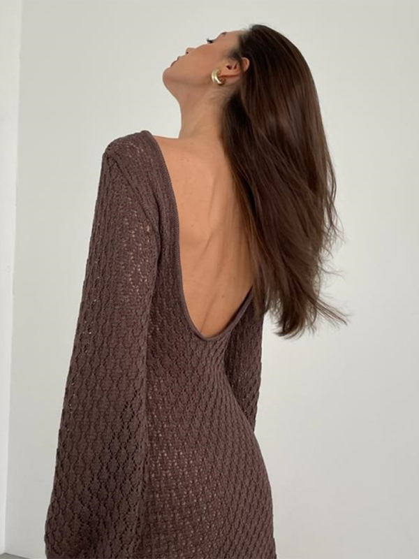 Sexy Knit Bikini Cover-Up Dress – Hollow Out, Lightweight & Sun-Protective