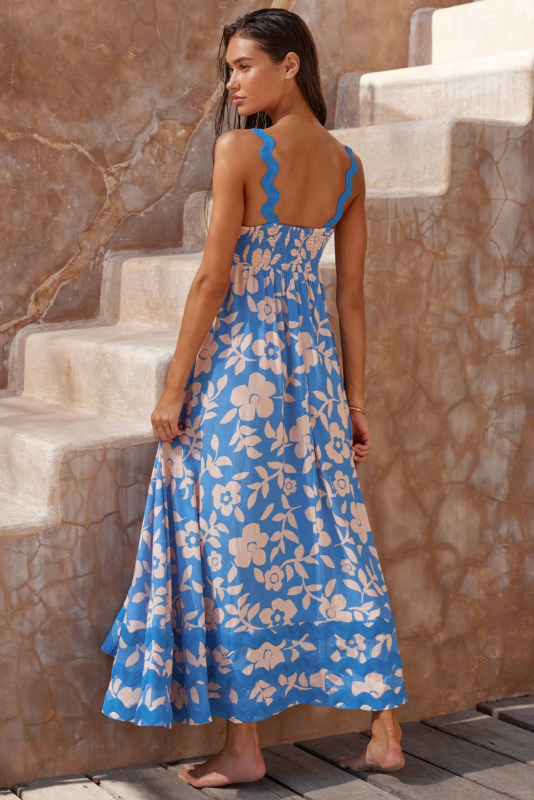 Romantic A-Line Floral Sling Dress – Lightweight Fit for Beach & Vacation