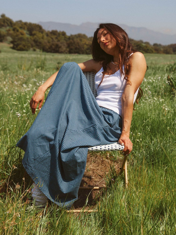 Plaid A-Line Long Skirt – Spring Retro Style