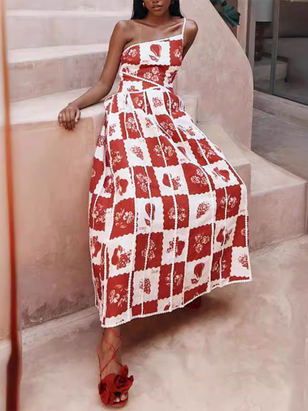 One-Shoulder Printed Summer Dress